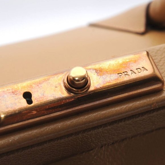 Auth PRADA Madras Cerniera Leather Doctors Hand Bag B11246 Yellow Brown - Picture 8 of 12